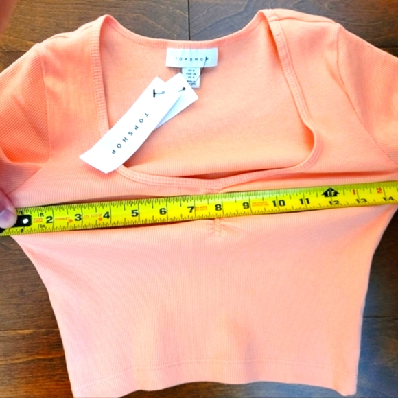 NWT Ribbed Lettuce Edge Crop T-Shirt TOPSHOP - Picture 5 of 13